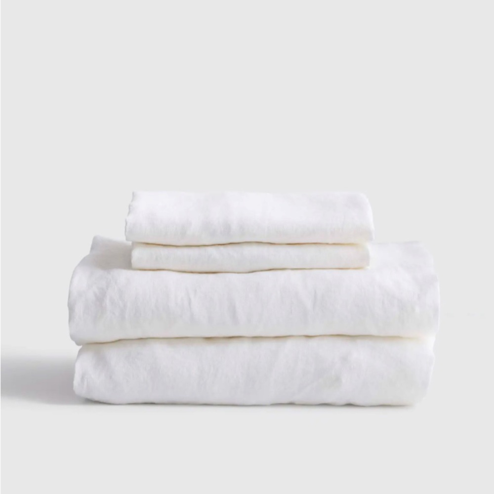 Quince European linen KING sheet set in white